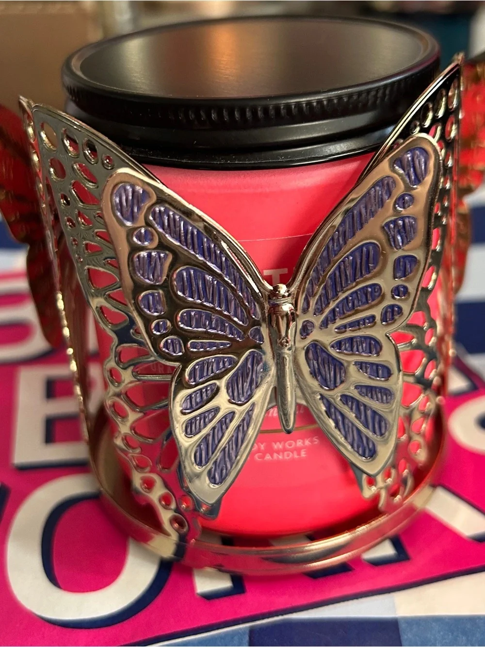 BBW Brighter Day 1 Wick Candle w/ ButterflyHolder -